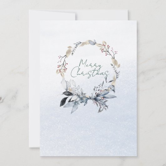 シベリアハスキーブルー金ゴールド葉クリスマスパーティー 招待状 (裏面)