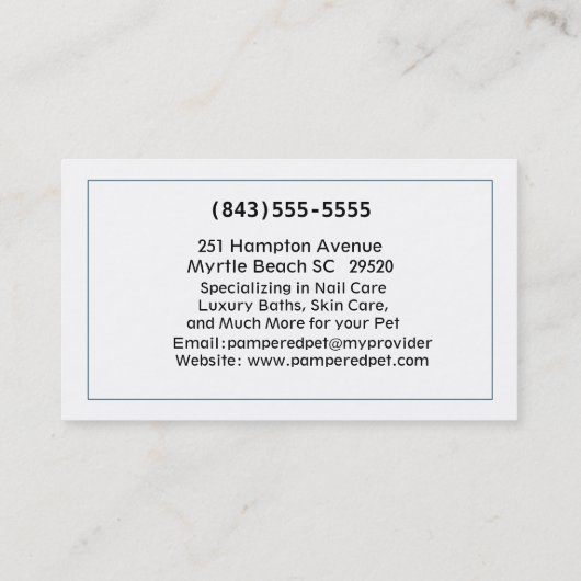 シベリアハスキーペットトリマー/獣医/シッター 名刺 (裏面)