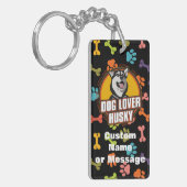 シベリアハスキーポーズボーンズ犬の繁殖名前をカスタムする キーホルダー (正面左)