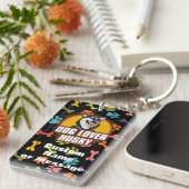 シベリアハスキーポーズボーンズ犬の繁殖名前をカスタムする キーホルダー (正面右)