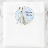 シベリアハスキーポートレートシール ラウンドシール (バッグ)