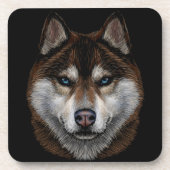 シベリアハスキーポートレート | ハスキー威厳のあるコースター コースター (正面)