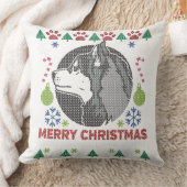 シベリアハスキーメリークリスマス醜いセーターデザイン クッション (ブランケット)