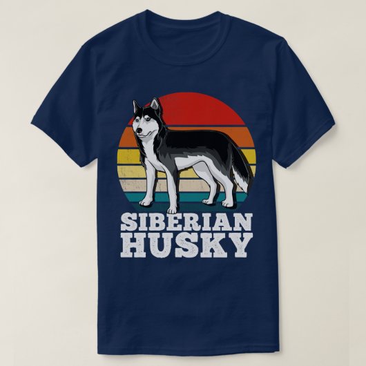 シベリアハスキーレトロ Tシャツ (デザイン正面)