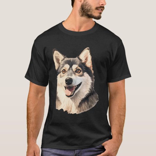 シベリアハスキーヴィンテージスタイル Tシャツ (正面)