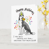 シベリアハスキー仲間からのハッピーバースデー カード (黄色い花)