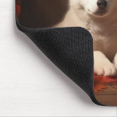 シベリアハスキー子犬の秋の喜びカボチャ マウスパッド (コーナー)