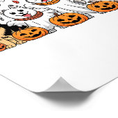 シベリアハスキー幽霊秋秋感謝祭ホール ポスター (角)