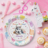 シベリアハスキー水カラー紙プレート ペーパープレート (パーティー)