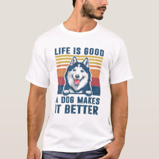 シベリアハスキー犬のギフトおもしろい犬パパマムメンウォム Tシャツ