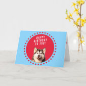 シベリアハスキー犬ハッピーバースデーグリーティングカード カード (黄色い花)