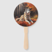 シベリアハスキー紅葉秋インスパイア ハンドファン (正面)