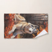 シベリアハスキー紅葉秋インスパイア バスタオルセット (ハンドタオル)