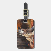 シベリアハスキー紅葉秋インスパイア ラゲッジタグ (正面縦)