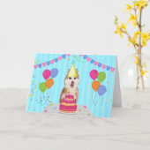 シベリアハスキー誕生日ホリデーカード カード (黄色い花)