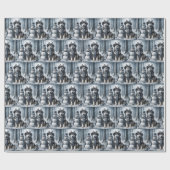 シベリアハスキー雪だるま ラッピングペーパー (フラット)