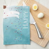 シベリアハスキー – 赤 – ハッピーバースデーデザイン キッチンタオル (四つ折り)