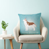 シベリアハスキー – 赤 – ハッピーバースデーデザイン クッション (椅子)