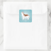 シベリアハスキー – 赤 – ハッピーバースデーデザイン スクエアシール (バッグ)