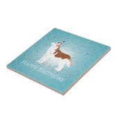 シベリアハスキー – 赤 – ハッピーバースデーデザイン タイル (側面)