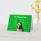 シベリアハスキーSt patricks dayクローブグリーティングカード カード (黄色い花)