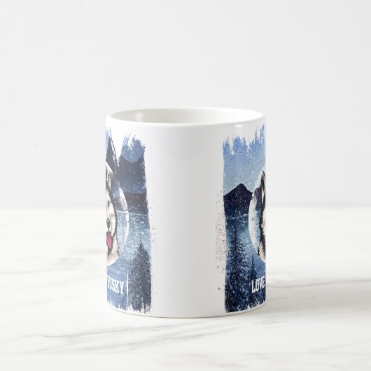 シベリアパーソナライズされたハスキーコーヒーマグ コーヒーマグカップ (中央)