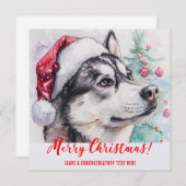 シベリアパーソナライズされたハスキーホリデー シーズンカード (正面/裏面)