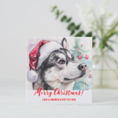 シベリアパーソナライズされたハスキーホリデー シーズンカード (スタンド正面)