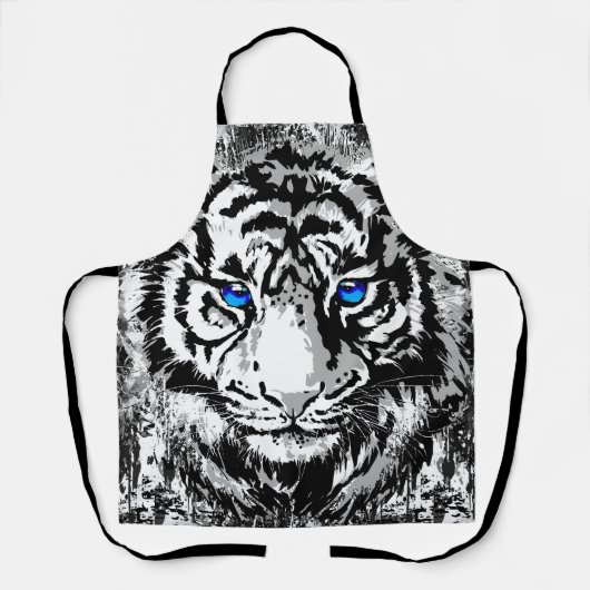 シベリアホワイトタイガーヘッド – タイガーブルーアイエプロン エプロン (正面)