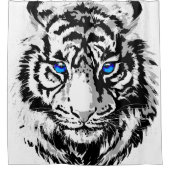 シベリアホワイトタイガーヘッド – タイガーブルーアイズ シャワーカーテン (正面)