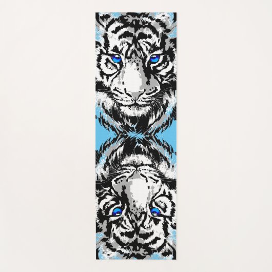 シベリアホワイトタイガーヘッド – タイガーブルーアイズ ヨガマット (正面)