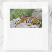 シベリアリラックスタイガーの岩 長方形シール (バッグ)