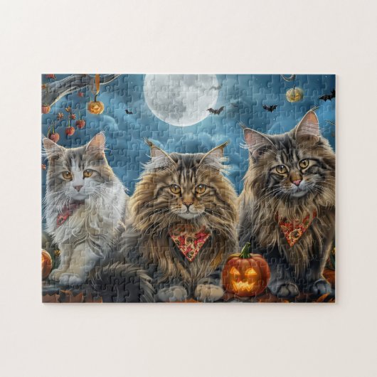 シベリアンキャットのハロウィーン ジグソーパズル (横)
