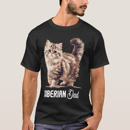 シベリアンキャット シベリアンネコのお父さん Tシャツ (正面)