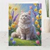 シベリアンキャット 春の花の絵 カード (正面)