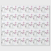 シベリアンハスキーおよび雪だるま ラッピングペーパー (フラット)