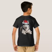 シベリアンハスキーが好きな子供のためのクリスマスグッズ Tシャツ (裏面フル)