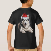 シベリアンハスキーが好きな子供のためのクリスマスグッズ Tシャツ (裏面)