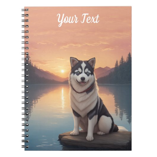 シベリアンハスキーと湖 ノートブック (正面)