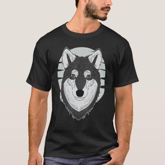 シベリアンハスキーと遊ぶハスキー犬の足跡アート Tシャツ (正面)