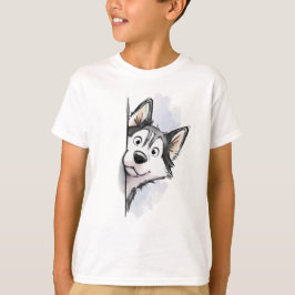 シベリアンハスキーののぞき見 Tシャツ