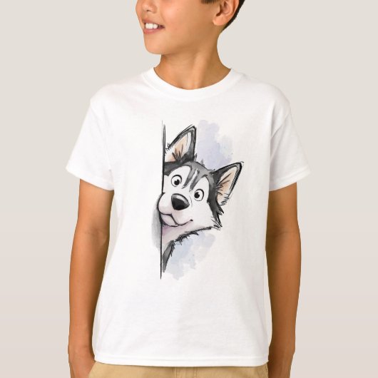 シベリアンハスキーののぞき見 Tシャツ (正面)