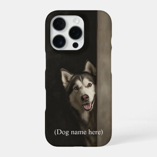 シベリアンハスキーのオーダーメイド肖像画 iPhoneケース (裏面)