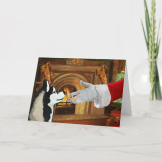 シベリアンハスキーのクリスマスの休日カード シーズンカード