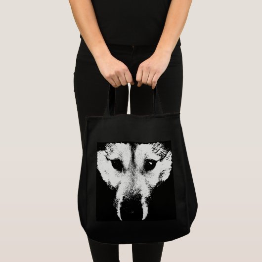 シベリアンハスキーのトートバックのハスキーなオオカミのビーチのバッグ トートバッグ (正面(商品))