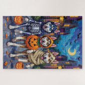 シベリアンハスキーのハロウィンコスチュームお菓子もらい ジグソーパズル (横)