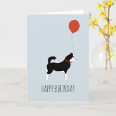 シベリアンハスキーのバースデー・カード カード (黄色い花)