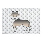 シベリアンハスキーの子犬と足 枕カバー (裏面)
