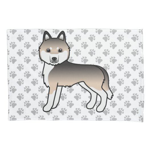 シベリアンハスキーの子犬と足 枕カバー (正面)
