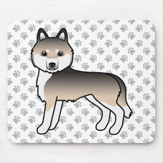 シベリアンハスキーの子犬のかわいいイラスト マウスパッド (正面)